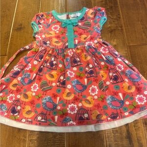 Colorful Bird Print Kids Dress